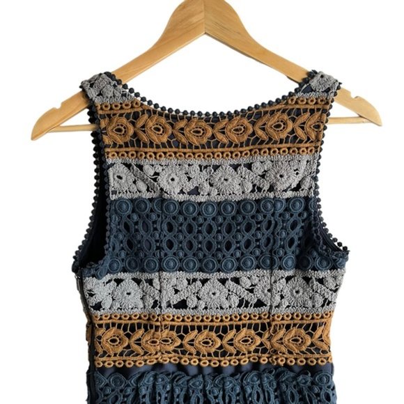 Anthropologie Maeve Striated Crochet Dress Size 4 Fit and Flare - Picture 6 of 13